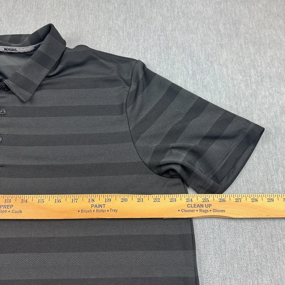Adidas Polo Shirt Mens XL Black Gray Two Color Striped Golf Performance Athletic